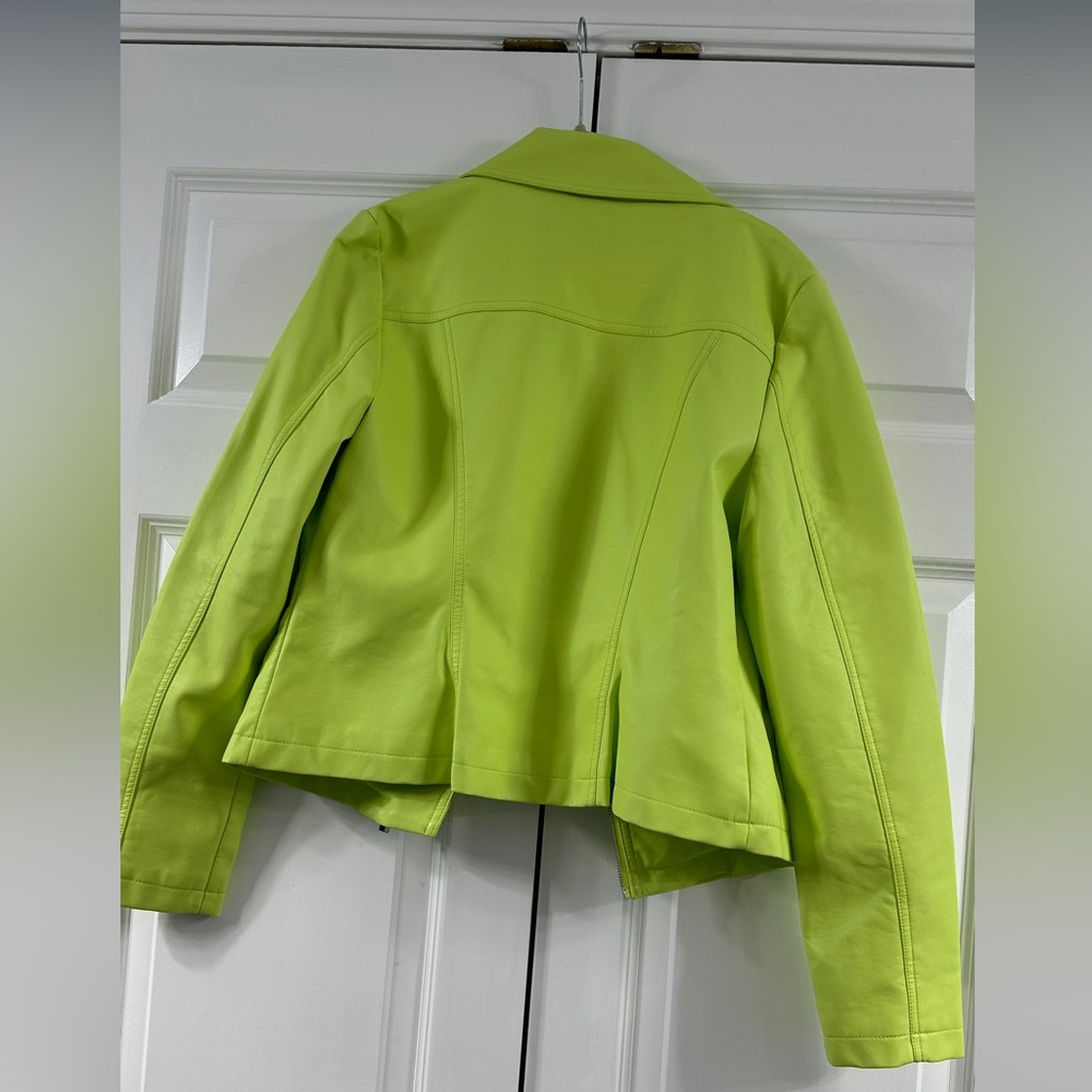 New York and Company lime green faux leather moto jacket, NWT $40 OBO - Picture 2 of 4